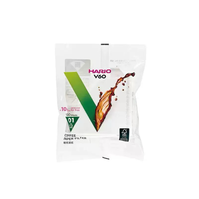 กระดาษกรองกาแฟ HARIO V60 (แท้จากญี่ปุ่น) ขนาด 01 จำนวน 100 แผ่น COFFEE PAPER FILTER