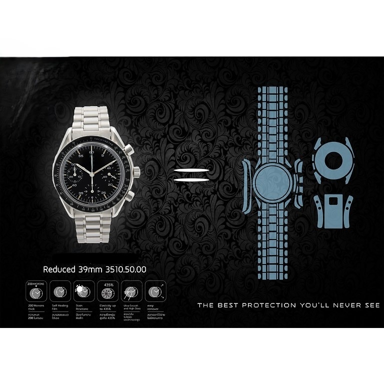 ฟิล์มกันรอยนาฬิกา Watch Protection Film รุ่น โอเมก้า Speedmaster Reduced 39mm Ref.3510.50.00