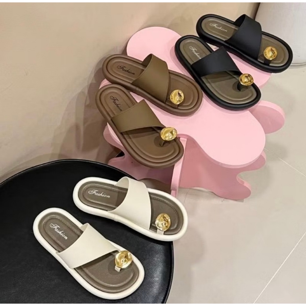 รองเท้าแตะแฟชั่น แบบสวมนิ้วโป้ง ใส่สบาย พื้นนุ่ม ส้นแบนอเนกประสงค์ พร้อมส่ง (309)