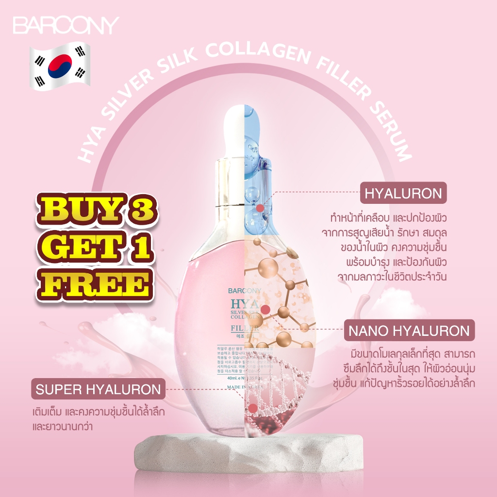 4 ขวด Filler Serum เซรั่มฟิลเลอร์หน้าตึง เด้ง อิ่มฟู เกาหลี เซรั่มเกาหลี บาร์โคนี่ Barcony