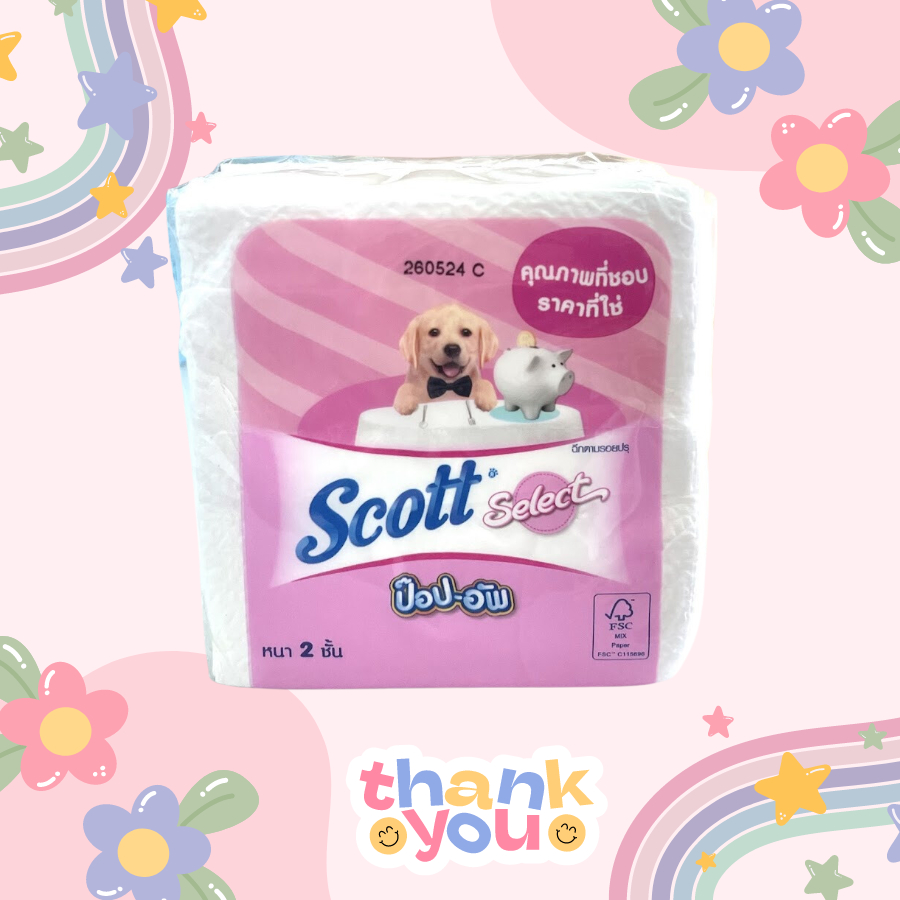 1 ห่อ กระดาษ ทิชชู่ สก๊อตต์ ซีเลคท์ ป๊อป-อัพ 50 แผ่น หยิบง่าย ใช้สะดวก Tissue Paper Scott Select Pop-Up ชมพู