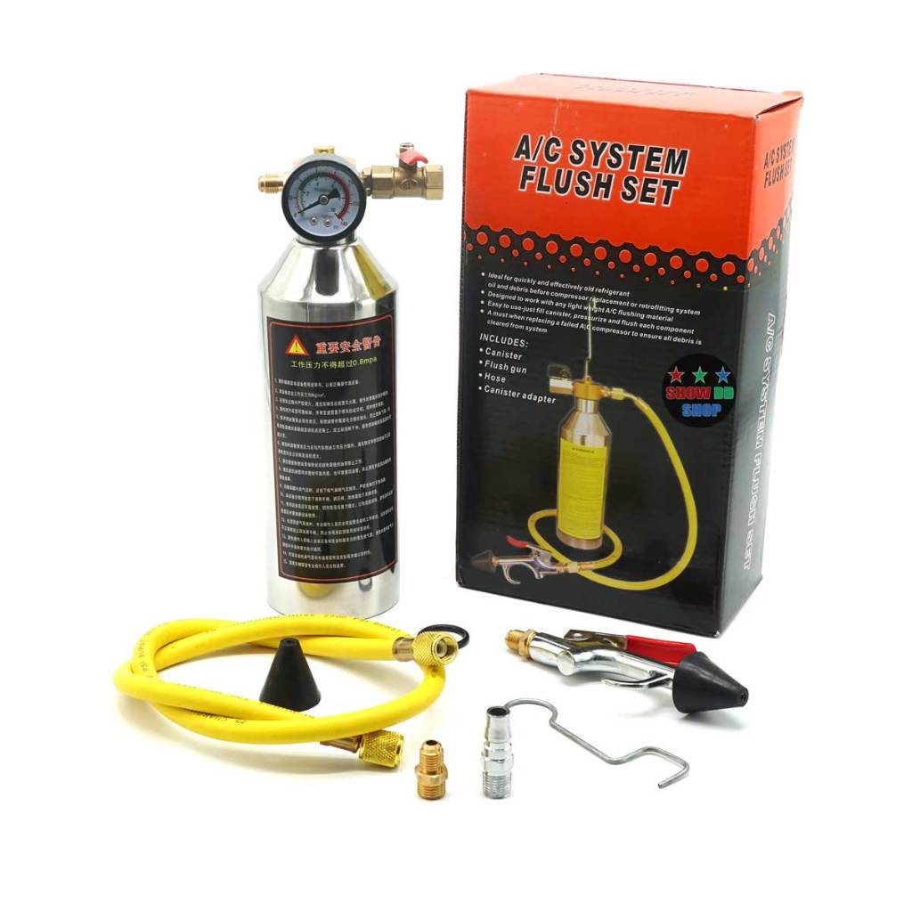 กระบอกล้างระบบ F11  AC System Flush Set  มาพร้อมข้อต่อสายลม รุ่นมีวาล์วลดแรงดัน