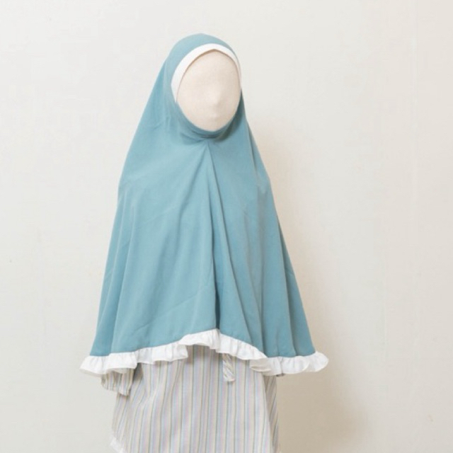 UmmeeShop ฮิญาบเด็ก ทรงวงกลม ทูโทน มีระบาย (เลือกสีในแชท) ฮิญาบสำเร็จรูป