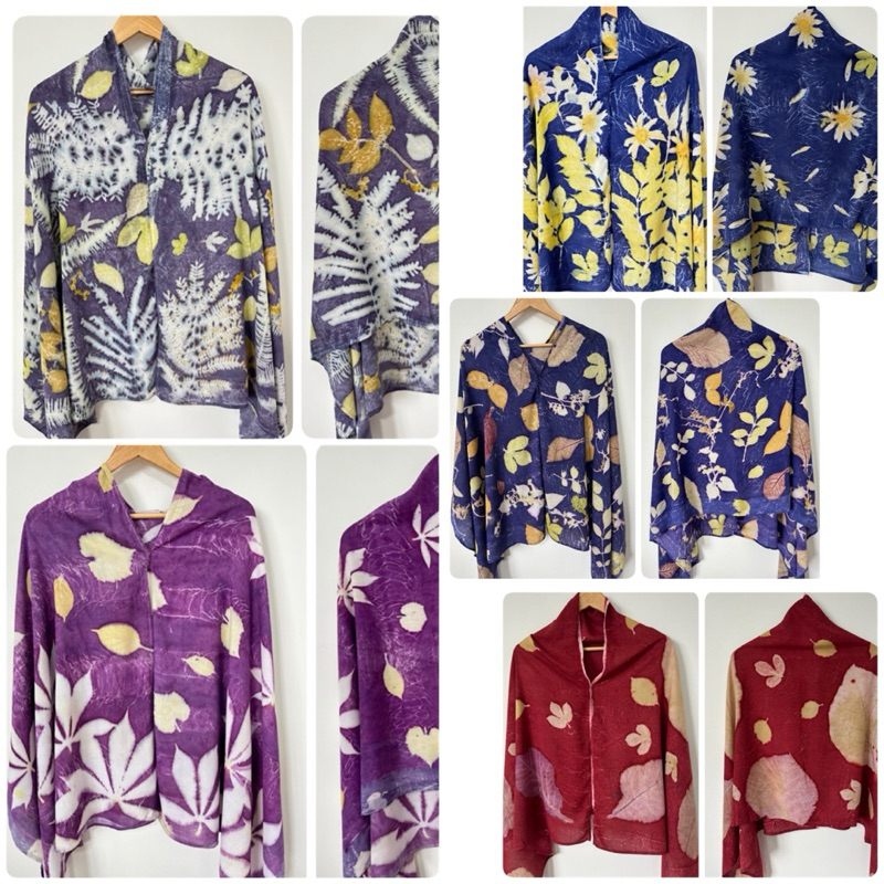 ผ้าคลุมไหล่ ecoprint ออแกนิค ผ้าเมมเบริต ของฝากต่างชาติ ของฝากจากไทย ของชำร่วย ของเกษียณ