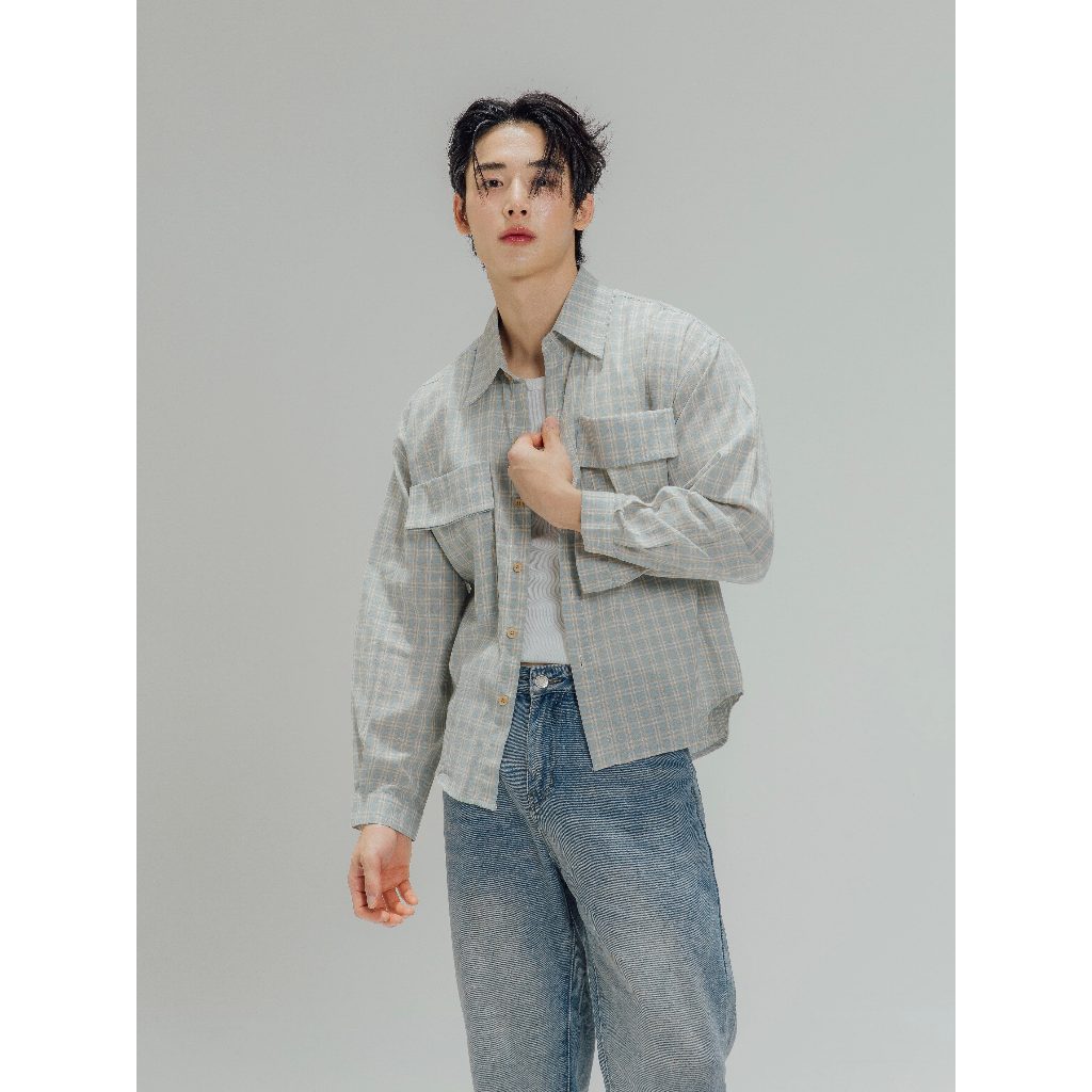 KINS | เสื้อเชิ้ตแขนยาวลายตาราง (รหัส : KS08)
