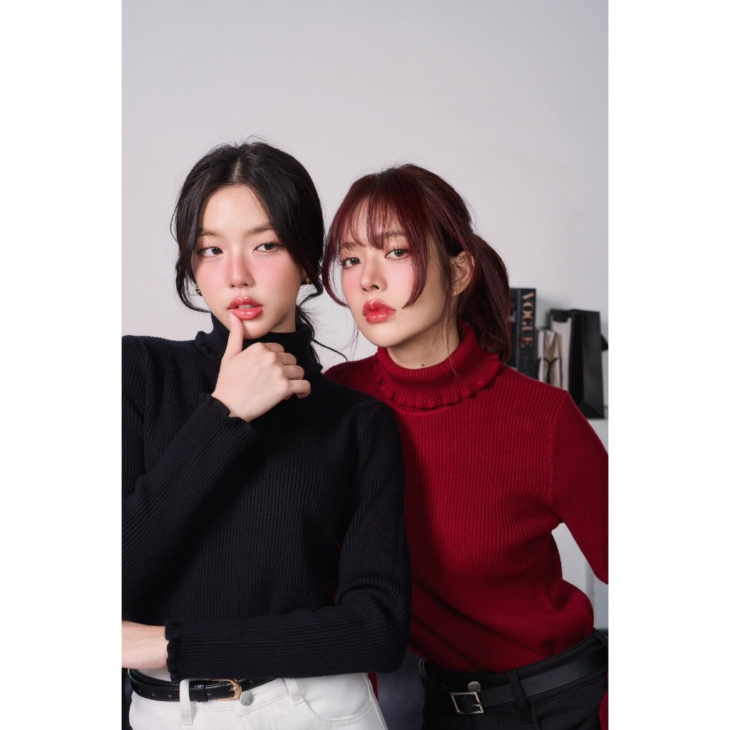 KNS19 Turtleneck Knitting เสื้อไหมพรมคอเต่า ผ้านุ่ม ทอหนา