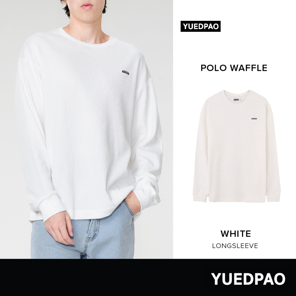 Yuedpao Waffle LongSleeve ผ้าหนาทรงสวย ยับยากรีดง่าย เสื้อยืดเปล่า เสื้อแขนยาว สี White