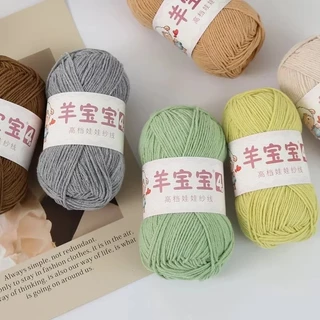 ไหมพรม ตระกูลคอตตอนนม 4ply ป้ายน้องแกะ เส้นนุ่ม มีส่วนผสม cotton ถึง 60%
