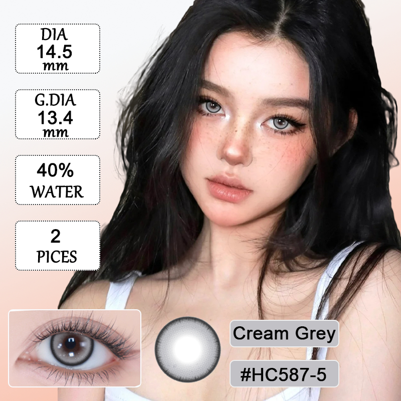 เส้นผ่านศูนย์กลาง 14.0-14.5 มม.สีเทา/สีน้ำตาล/สีเขียวเลนส์สีคอนแทคเลนส์สำหรับตาใหญ่ธรรมชาติเลนส์