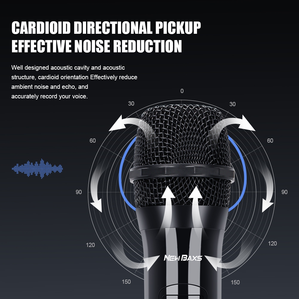 NEW BAXS V601/V602 Wireless ไมโครโฟน 2 ไมโครโฟนแบบใช้มือถือ UHF FM Plug and Play 50M ระยะทางรับ KTV Bar - รูปที่ 3