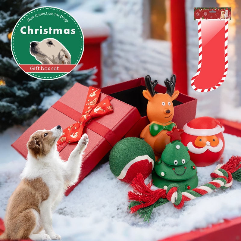 ของเล่นสุนัข เซ็ท คริสมาส เชือกช่วยขัดฟัน ของเล่นหมา เชือกของเล่นสุนัข Santa Elk Pet Toy อุปกรณ์คริสต์มาส