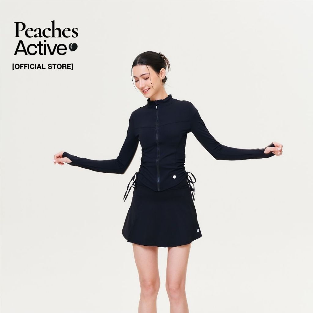 Peaches Active - Sculpting Zipup สุดยอดสบาย กระชับ ผ้าซับเหงื่อหรู ซิปยาว รูนิ้วหัวแม่มือ ผูกด้านข้าง