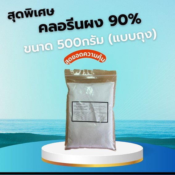คลอรีนผง90% ฆ่าเชื้อโรค ทำความสะอาด สระว่ายน้ำ (500กรัม./ถุง)