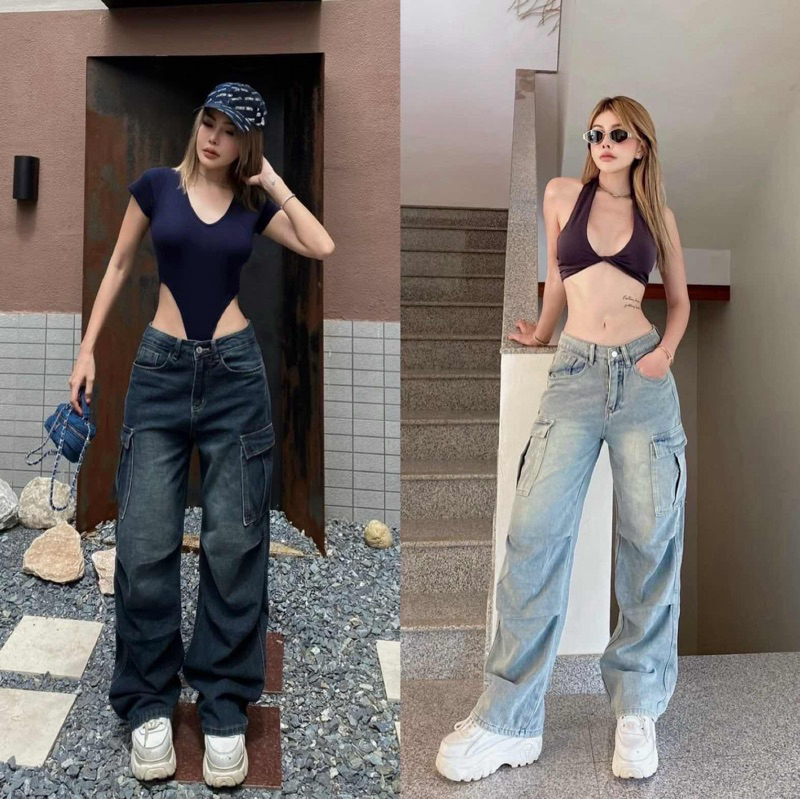 ( ลดเพิ่ม 100.- กรอกโค้ด "HYPDEC") HH688 Zoe Cargo Jeans (890.-)