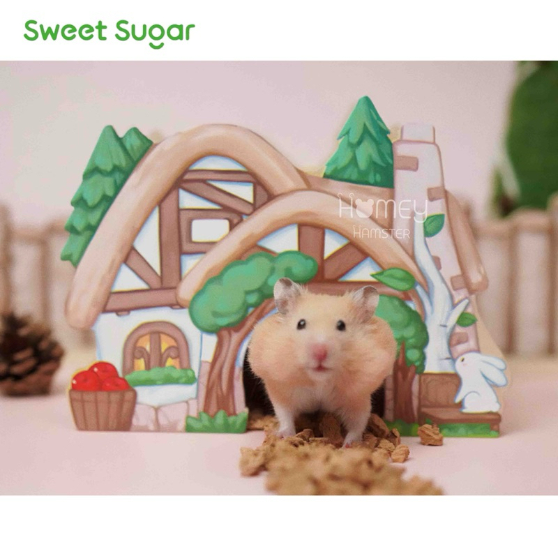 Homey Hamster ของแต่งกรงหนูแฮมสเตอร์ Sweet Sugar สวีทชูการ์ บ้านหลบบันไดของเล่นแฮมสเตอร์ กรงแฮมสเตอร์ โต๊ะชั้นลอยห้องน้ำ - รูปที่ 2