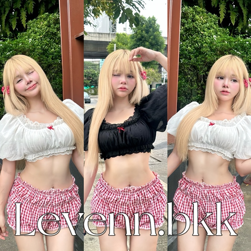 ซื้อ Levenn.bkk • Mabel Crop เสื้อครอป แขนบอลลูน ทรงครอปน่ารัก ซุกซน  Lady ผู้หญิง Clothing