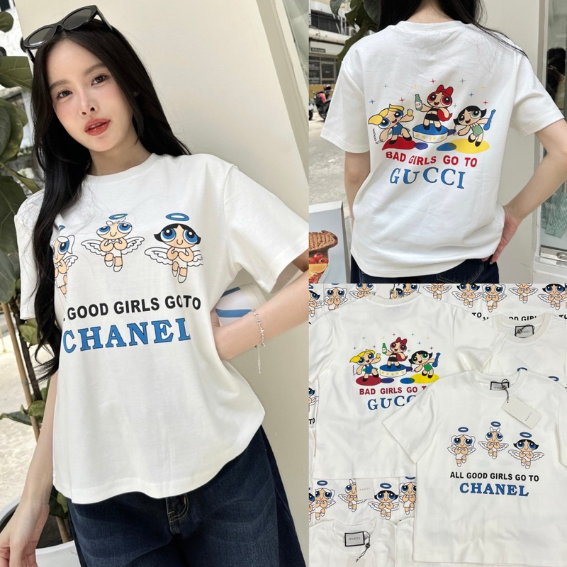 MEGA PPG T-shirt” เสื้อยืดคอกลมแขนสั้น ลายพาวเวอร์พัฟเกิร์ลลายสกรีนหน้าหลัง เนื้อผ้ายืดเด้ง ผ้าดีมากกก