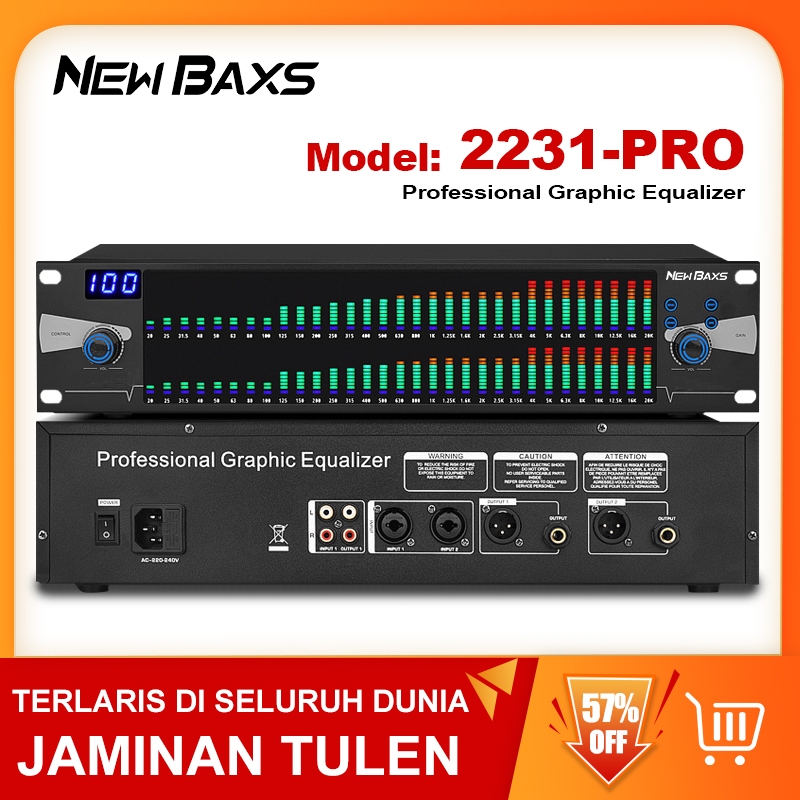 NEW BAXS 2231-PRO การปรับสเปกตรัมอีควอไลเซอร์ดิจิตอล DPS99 37-segment 2-layer EQ ความถี่ในการแสดงสเปกตรัมอิเล็กทรอนิกส์