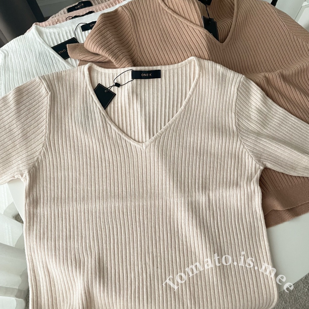 เสื้อไหมพรมแขนสั้น คอวี ไหมพรมผ้าร่อง ทรงโอเวอร์ไซส์ เนื้อผ้านิ่มมาก พร้อมส่ง 6 สี!!! (M139)