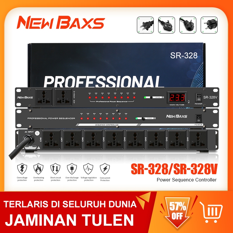 NEW BAXS ผู้จัดการพลังง  SR-328 / SR-328V 8 ช่อง 40 แอมป์ Power Controller ระบบเสียง Power Timing