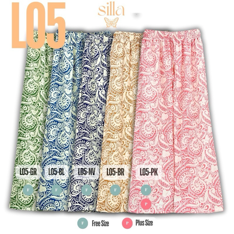 Silla กางเกงขายาว รุ่น Luxury L05 พิมพ์ลาย เนื้อผ้าไหมอิตาลี ผ้าพริ้วนุ่ม ใส่สบาย ลายสวยหรูหรา
