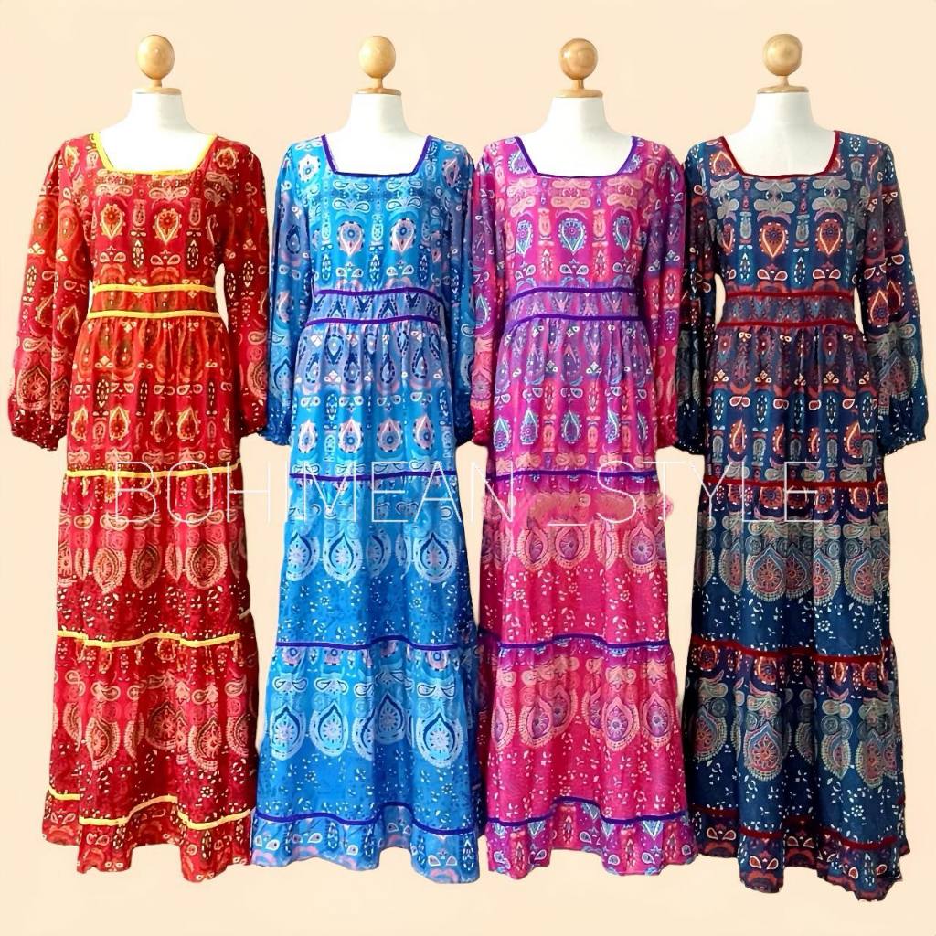 DRESS BOHEMIAN ชุดเดรสสไตล์สสาวอินเดียสีสันสดใสสวยหวาน เดรสสาวอวบใส่เที่ยว แฟชั่นโบฮีเมียนออกงาน ชุดตุรกี ราคา ถูกที่สุด ดีลบีเคเค แกลเลอรีภาพที่ 5