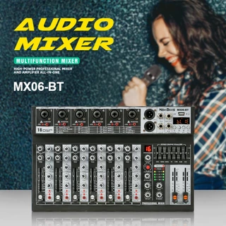 NEW BAXS เครื่องผสมเสียงมืออาชีพ 6 ช่องผสม MX06BT EQ เอาท์พุท 16DSP USB บลูทู ธ / MP3 สัญญาณผสม ได้หลายเครื่อง