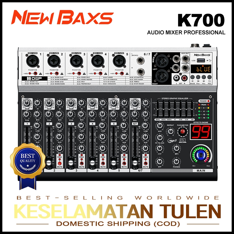 NEW BAXS K700 การสร้างมิกเซอร์มืออาชีพ 7 ช่อง-ในช่วงรับบลูทู ธ นั้นสะท้อนอย่างกว้างขวางและเอฟเฟกต์ความบันเทิง K