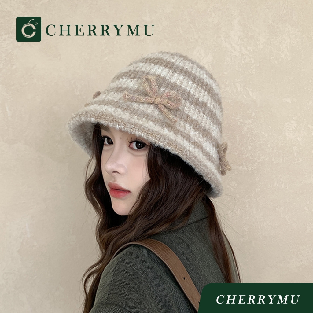 CHERRYMU รุ่น CK41 หมวกบักเก็ตแฟชั่น หมวกไหมพรมรุ่นใหม่