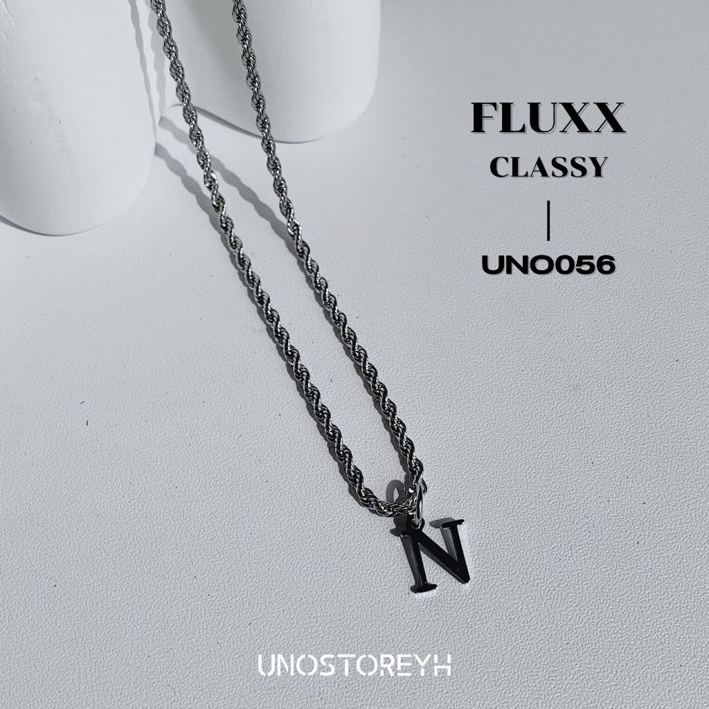 UNO056🔥”สร้อยคอ Fluxx จี้รุ่น Classy” สแตนเลสแท้ทั้งสร้อยคอและจี้ สร้อยลายเกลียว จี้classy ตัวอักษรA-Z
