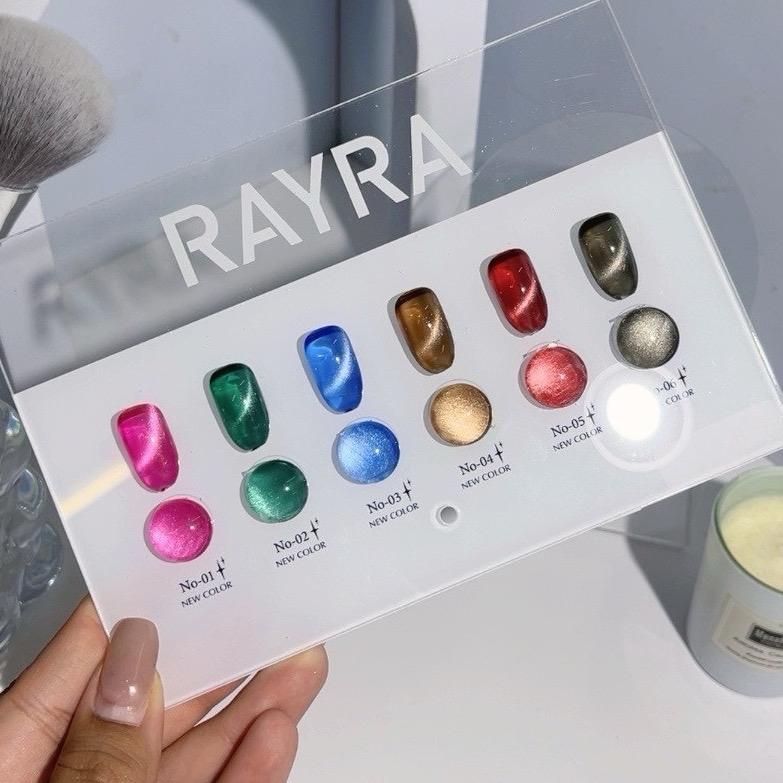 แยกขวด/ สีเจล  Cateye Satin Premium gel RayRa  6 Color โทนเข้ม พร้อมชาร์จ RL07