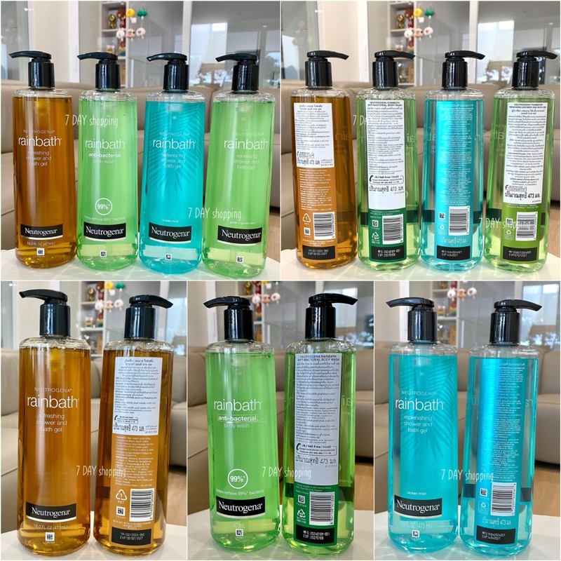 มีโค้ดลด30%ทัก แท้ฉลากไทย Neutrogena Rainbath Refreshing Shower and Bath Gel 473ml Pear Green Tea Ocean Anti Bacteria