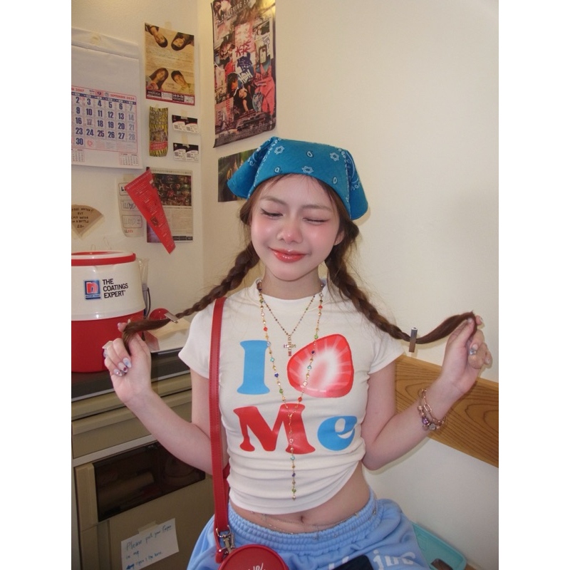 พร้อมส่ง strawberry me top เสื้อbabytee รัดรูป ทรงสวยมาก