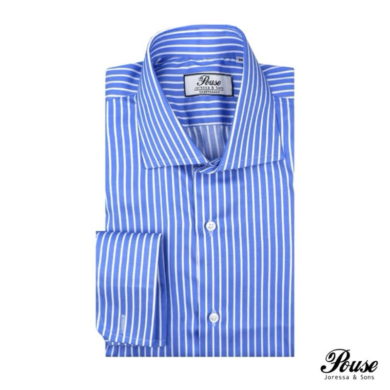 Blue stripe slim fit french cuff shirt ( made to order 7-14 days)