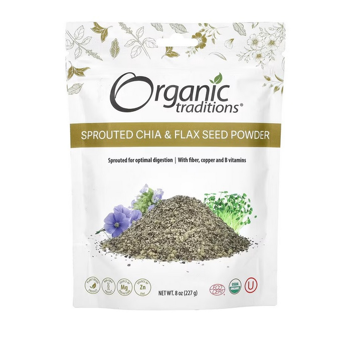 เมล็ดงอกเจีย+เมล็ดงอกแฟล็กซ์ แบบบด Sprouted Chia & Flax Seed Powder  227 กรัม
