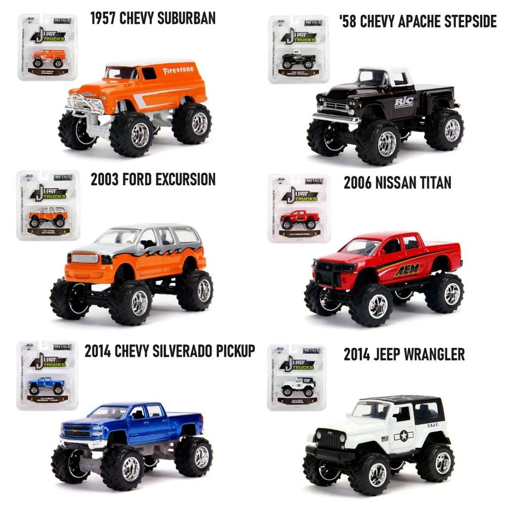 โมเดลรถเหล็ก JADA ชุด JUST TRUCKS WAVE 21 ลิขสิทธิ์แท้ แนวรถบิ๊กฟุต สเกล1/64 (แพ็คไม่คม) เลือกแบบได้ # JD14020