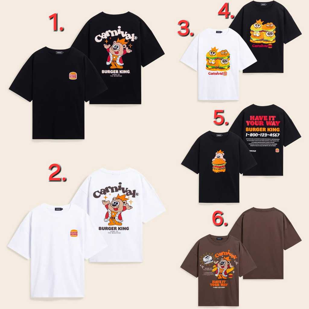 [ ของแท้ ] เสื้อยืด CARNIVAL x Burger King Capsule Collection OVS T-SHIRT ของใหม่ พร้อมส่ง