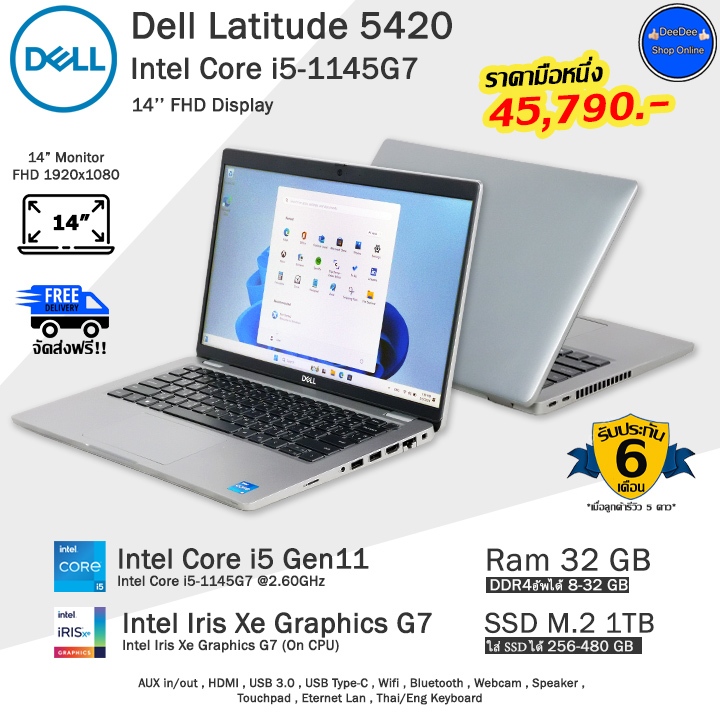 Dell Latitude 5420 Core i5-1145G7(Gen11) รุ่นใหม่ใช้งานลื่นดีมาก โน๊ตบุ๊คมือสอง สภาพเหมือนใหม่