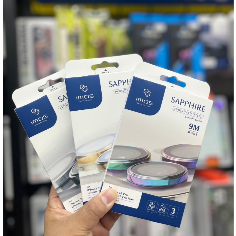 iMos ฟิล์มกระจกเลนส์กล้อง Sapphire  PVDSS Stainless Pro Lens Ring สำหรับ iPhone 16 Pro/16 Pro Max