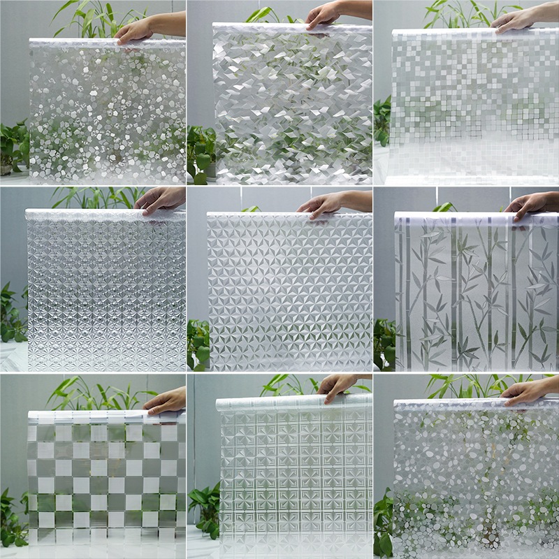 3D สีสัน 45.60.90.120*200 ซม. สีสันปลอดกาวไฟฟ้าสถิตโปร่งแสงฟิล์มแก้วหน้าต่างห้องนั่ ฟิล์มตกแต่ง