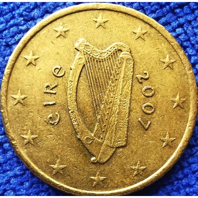 เหรียญ​ยูโร​ ไอแลนด์​ Ireland, 50 Euro​ Cent, #​1905, ใช้แล้ว