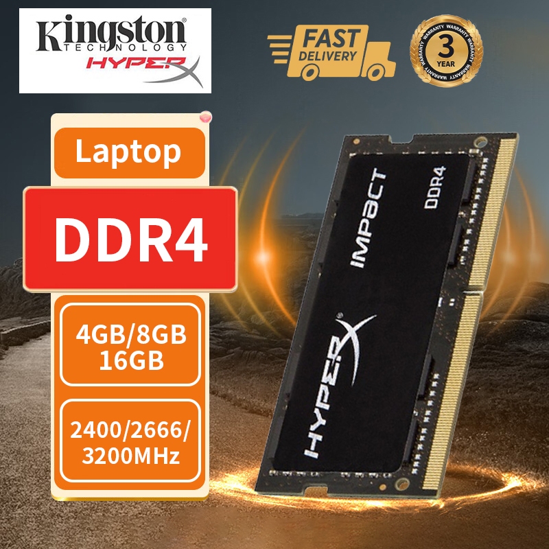 【จากกรุงเทพฯ】Kingston Hyperx Ram DDR4 โน๊ตบุ๊ค หน่วยความจำแล็ปท็อป 4GB 8GB 16GB 2400 2666 3200MHZ SODIMM