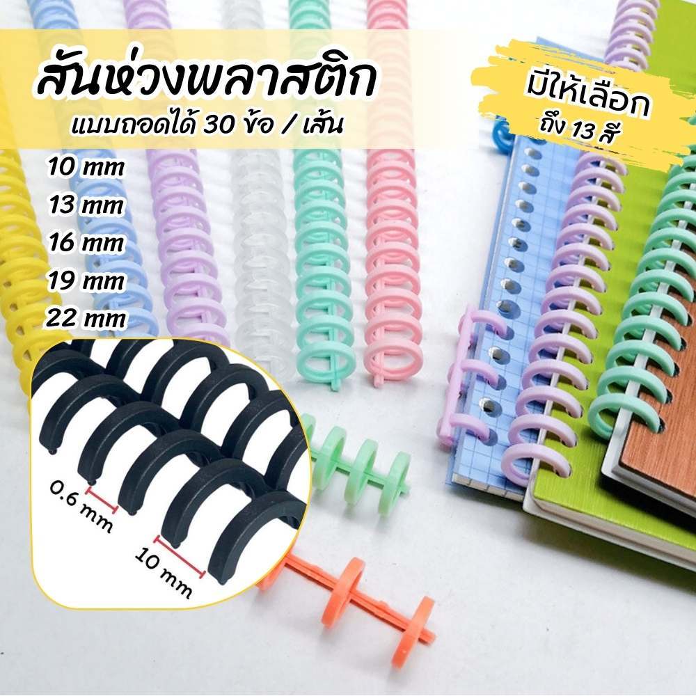 สันห่วงพลาสติก เข้าเล่ม แบบถอดได้ ใช้ซ้ำได้ ห่วงDIY โค้งงอได้ ไม่หักง่าย ตัดตามจำนวนข้อที่ต้องการได้
