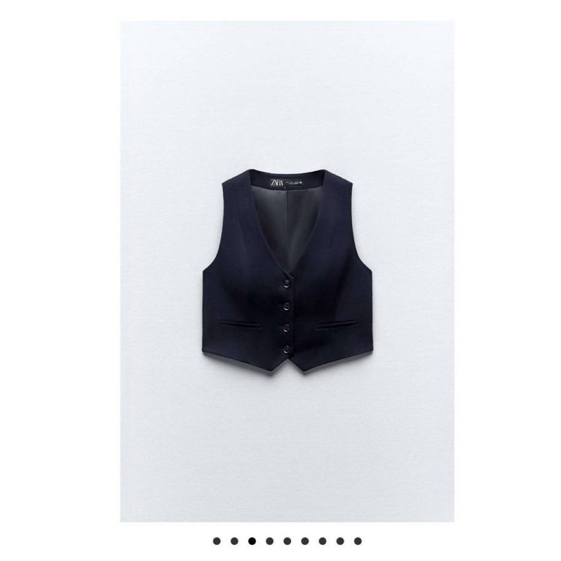 ZaRa งานแท้ เสื้อกั๊กทรงครอป คอวี กระดุมผ่าหน้า เนื้อผ้าดีมาก มีซัปในทั้งตัว