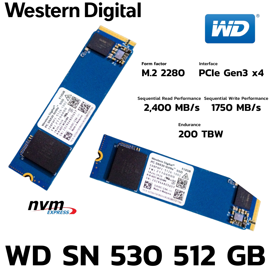 WD  SN 530 512GB SSD M.2 NVMe GEN3 2280