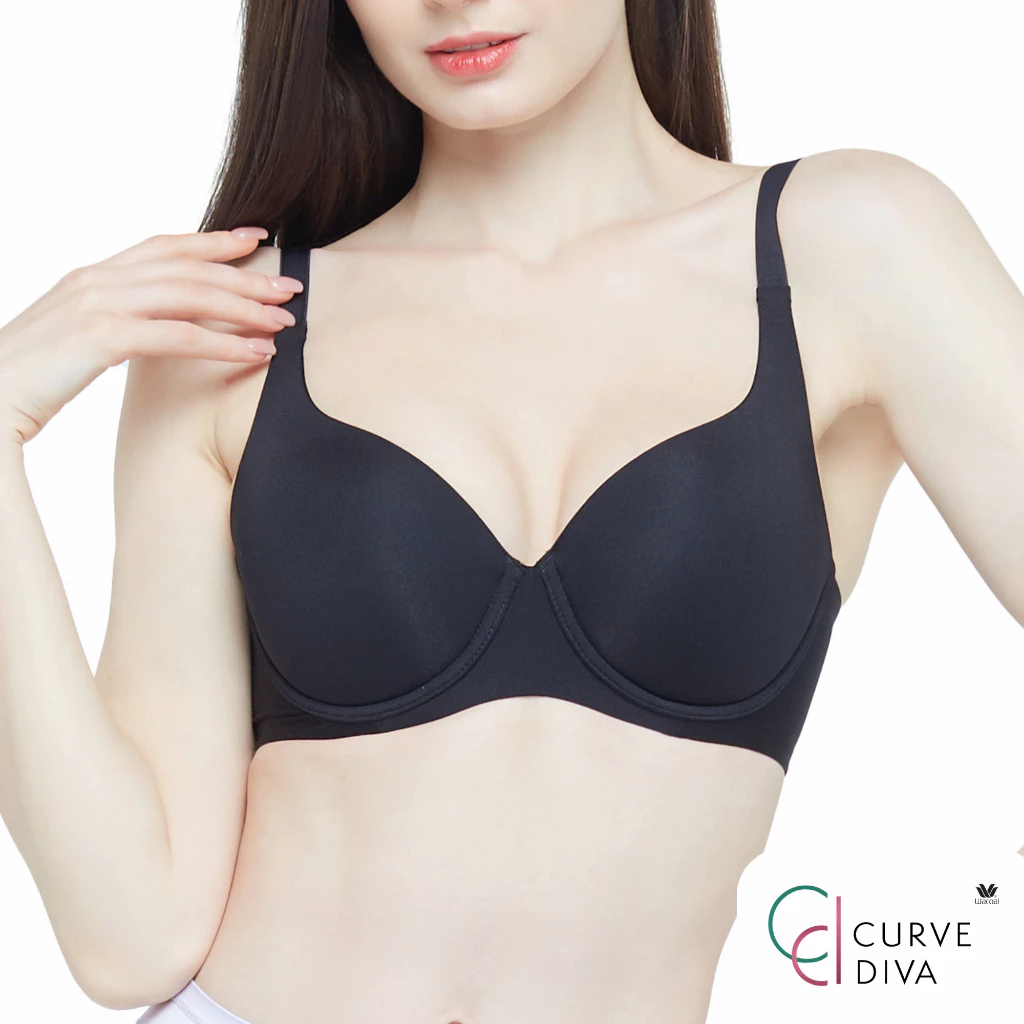 Wacoal Curve Diva บรามีโครงเก็บกระชับสาวคัพใหญ่ รุ่น WB7952 สีดำ (BL)