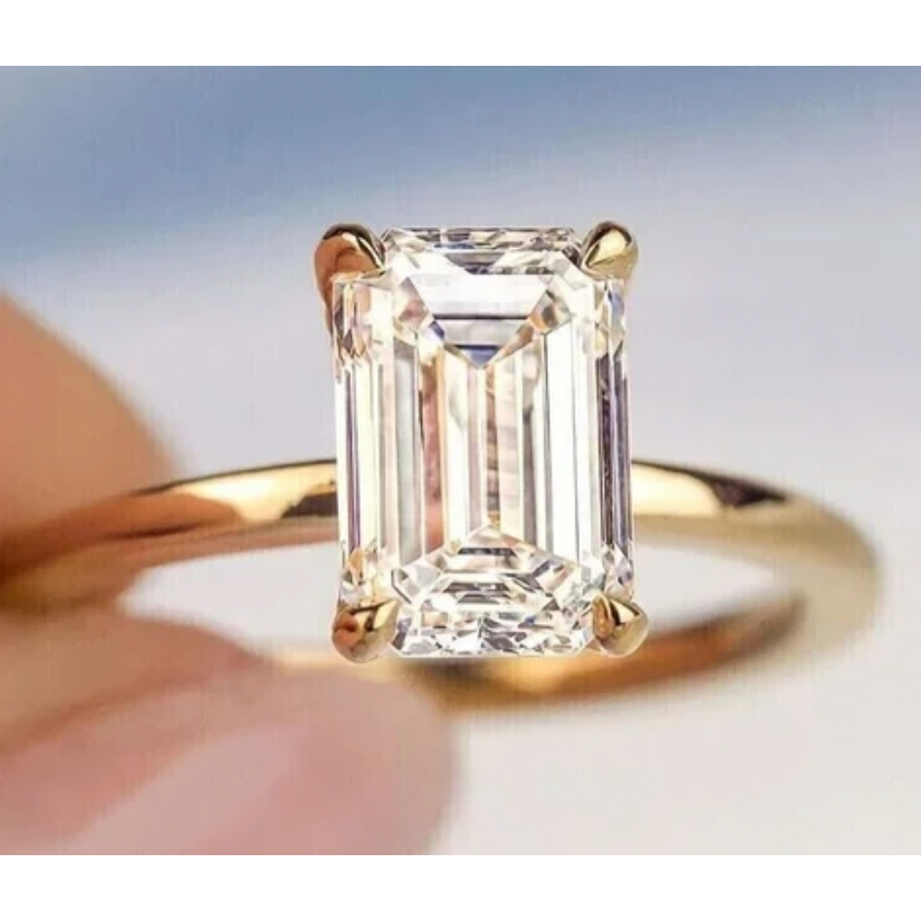 แหวนเพชรทองคำ 9K Lab Diamond 1.13 ct D VVS2 Ring - Emerald cut - White Gold 9K พร้อมใบรับรอง IGI