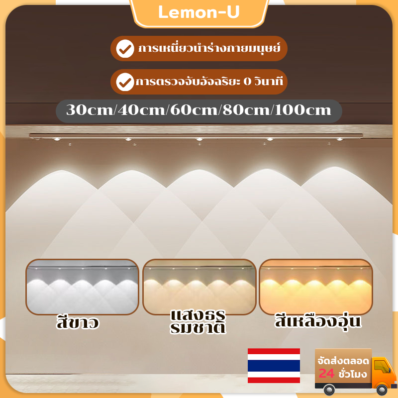 ไฟเซ็นเซอร์ ไฟหัวเตียง ไฟติดผนังไร้สาย ไฟเซนเซอร์อัตโนมัติ LED หรี่แสงได้ 3สี ไม่ต้องเจาะ ติดตั้งง่า