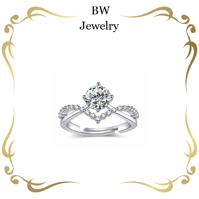 BW jewerly[คุณสามารถปรับขนาด] แหวนของผู้หญิง 1 กะรัต วันครบรอบปี ของขวัญวันเกิด แหวน เครื่องประดับ