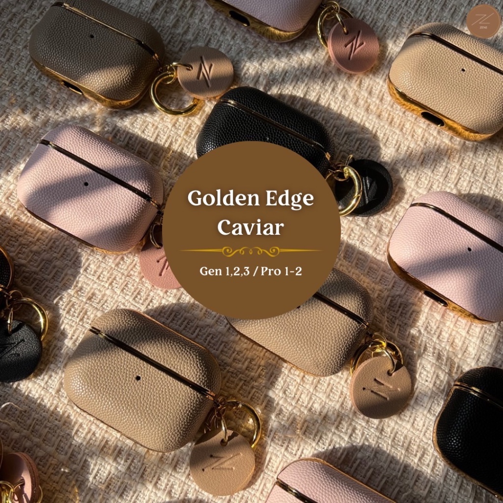 [clearance 290.-] Golden Edge Caviar Airpods Case เคสหนังแอร์พอร์ต เคสairpods by zene__studio